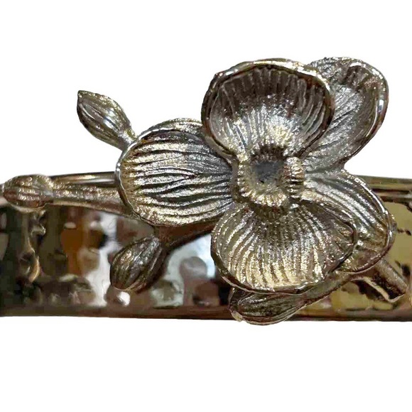 Verdici Design Silver Tone Flower Coaster Holder 4 Coasters Floral Shiny Italian - Picture 6 of 16